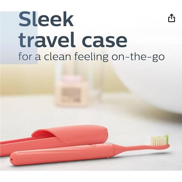 Philips One by Sonicare Battery Toothbrush with Travel Case, Coral