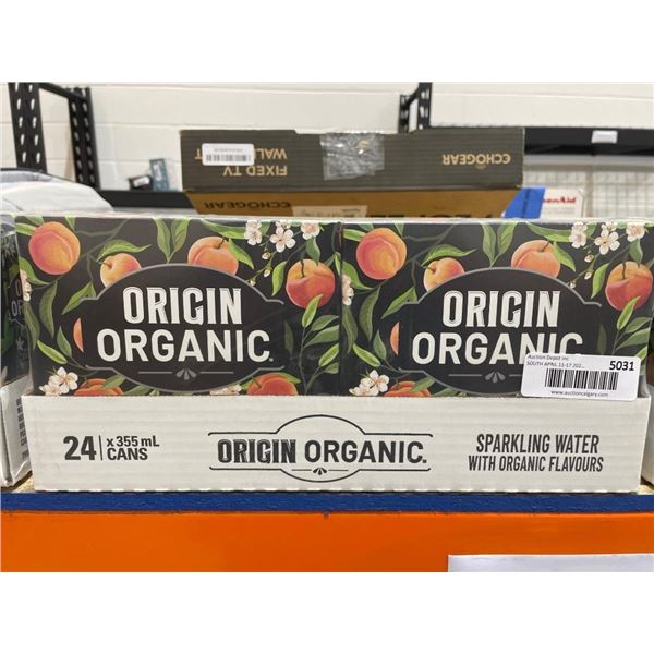 Origin Organic Peach Sparkling Water 24 x 355 ml Cans