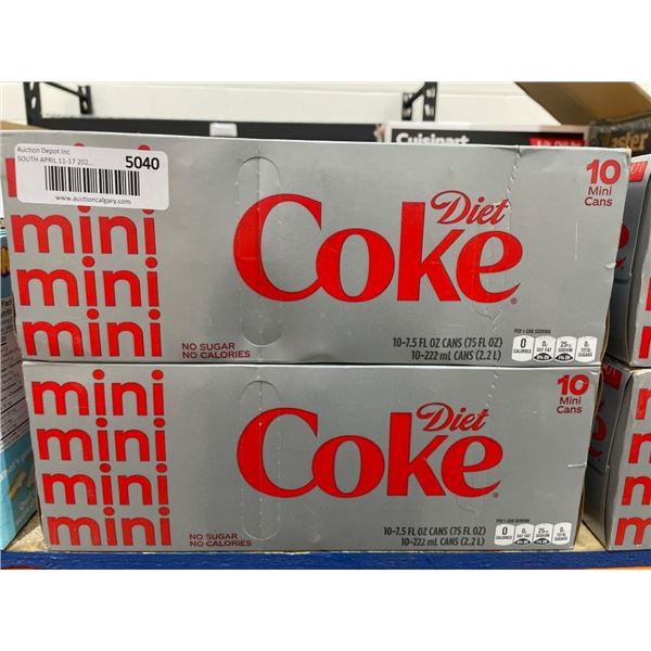 Diet Coke 10-Minican Packs, Total of 20 Cans, 7.5 fl oz Each
