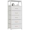 Image 1 : Furnulem 5-Drawer Dresser With Shelf In White