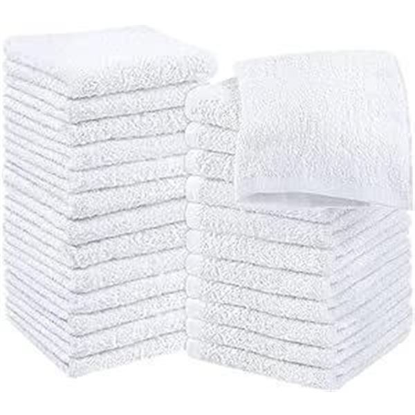 Set of White Washcloth Towels, Model X002PMU5HJ, 12 Pieces