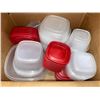 Image 1 : Set of Rubbermaid Food Storage Containers with Red and Clear Lids