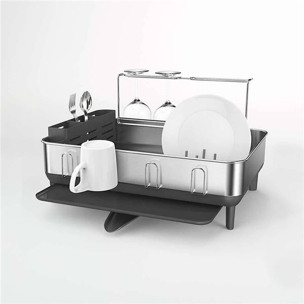 Simplehuman Steel Frame Dish Rack with Wine Glass Holders