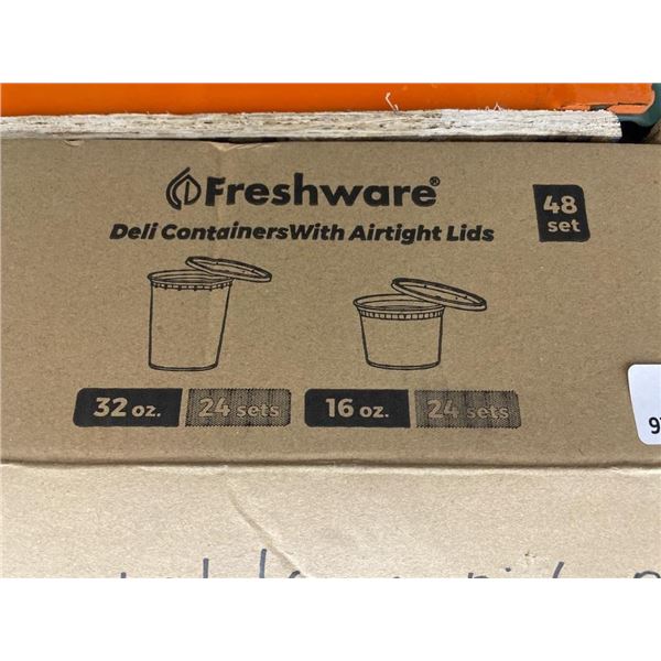 Freshware 48-Set Deli Containers With Airtight Lids – 32 Oz, 16 Oz