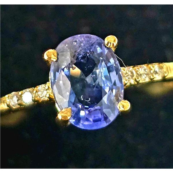 $3500 10K  2.1G Sapphire 1Ct Diamond 0.05Ct Ring