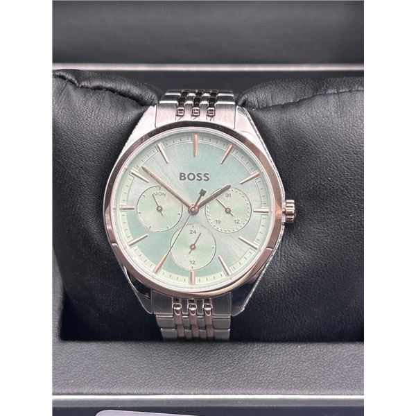 Boss Stainless Steel Menâ€™s Chronograph Watch With Green Dial
