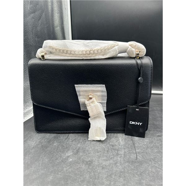 DKNY Structured Black Handbag with Gold-Tone Accents