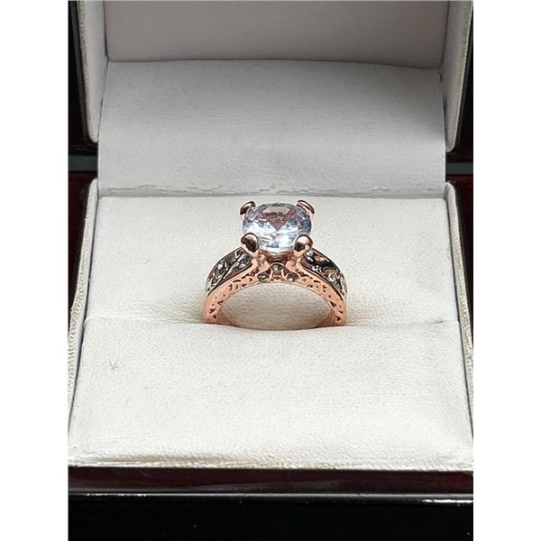 Ladies 14K GP Rose 1.8 carat Brilliant Cut Solitaire Ring