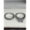 Image 3 : Two-Piece Silver-Tone Cubic Zirconia Bridal Ring Set in Size 7