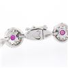 Image 8 : 18k White Gold 6.75" Natural Diamond & Lab Grown Ruby Open Link Tennis Bracelet