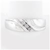 Image 1 : Men's Keepsake 14k White Gold 0.10 ctw Diamond Diagonal Channel Wedding Band Rin
