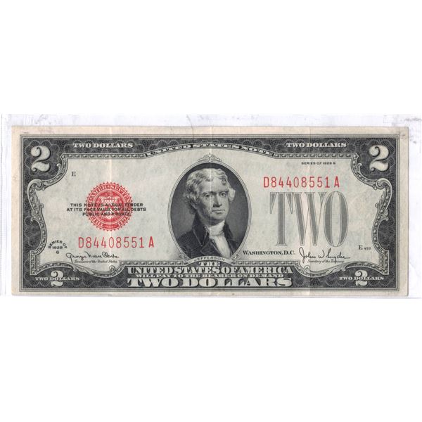 1928 USA Two Dollar Bill RED SEAL \  D Series