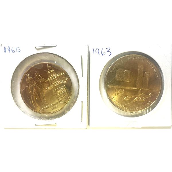 TWO Saskatchewan Tokens, Diamond Jubilee