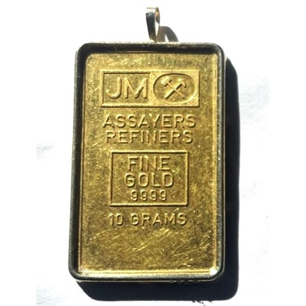Gold Bar 10 grams , 24K Gold PLUS the frame holding the bar with is 0.72 g and 7.6 kt