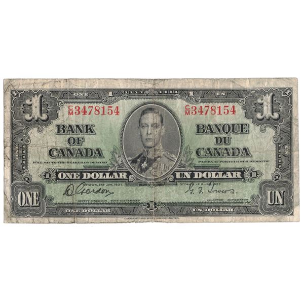 1937 Bank of Canada One Dollar Bill C/M3478154