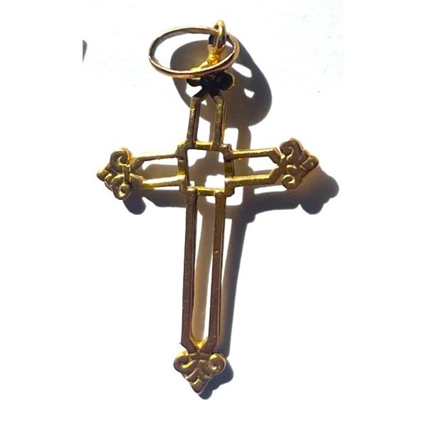 Gold Cross Pendant , 1.34 g , 9.61 kt