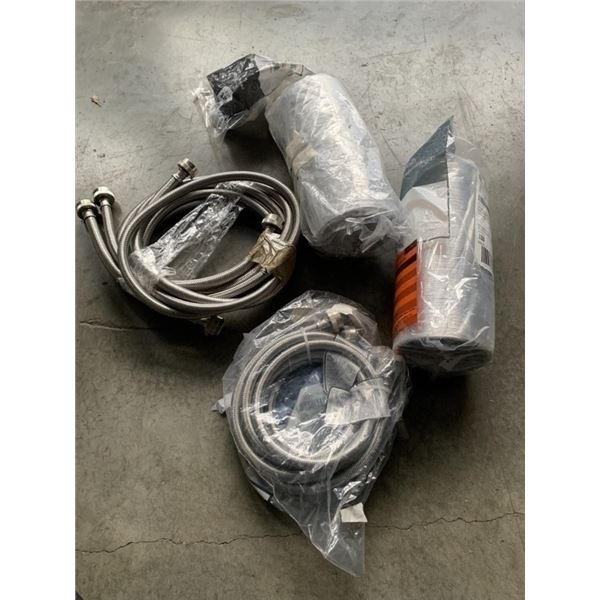 AS NEW 4 SMART CHOICE UNIVERSAL 6 FT. WASHER HOSES - AND 2 UNIVERSAL 8" HYBRID DRYER VENTS TOTAL 4 H