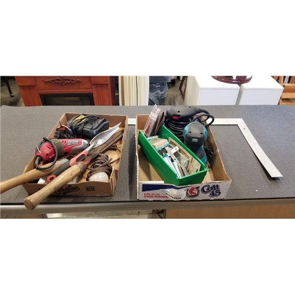 TWO TRAYS OF ASSORTED HAND TOOLS AND POWER TOOLS