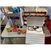 Image 1 : WINE RACK WITH WINE GLASSES SLIDE CASE AND BAG OF SMALL CAMP STOVE ETC