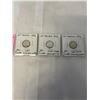 Image 1 : 3 CANADIAN 10 CENT - 1952 GEORGE VI 1953 FIRST ELIZABETH II, KEY DATE 1954 .800 SILVER
