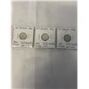 Image 1 : 3 CANADIAN SILVER 10 CENT - GEORGE VI WWII COINS 1940, 1941, 1942 .800 SILVER