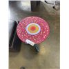 Image 2 : SMALL LEATHER OTTOMAN/STOOL AND SMALL SIDE TABLE