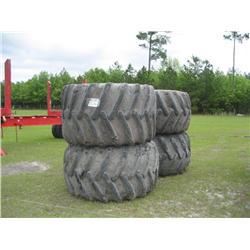 (1) LOT 4 44" SKIDDER TIRES MTD ON JD WHEELS
