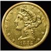 Image 1 : 1882-CC  LIBERTY GOLD $5 AU/BU