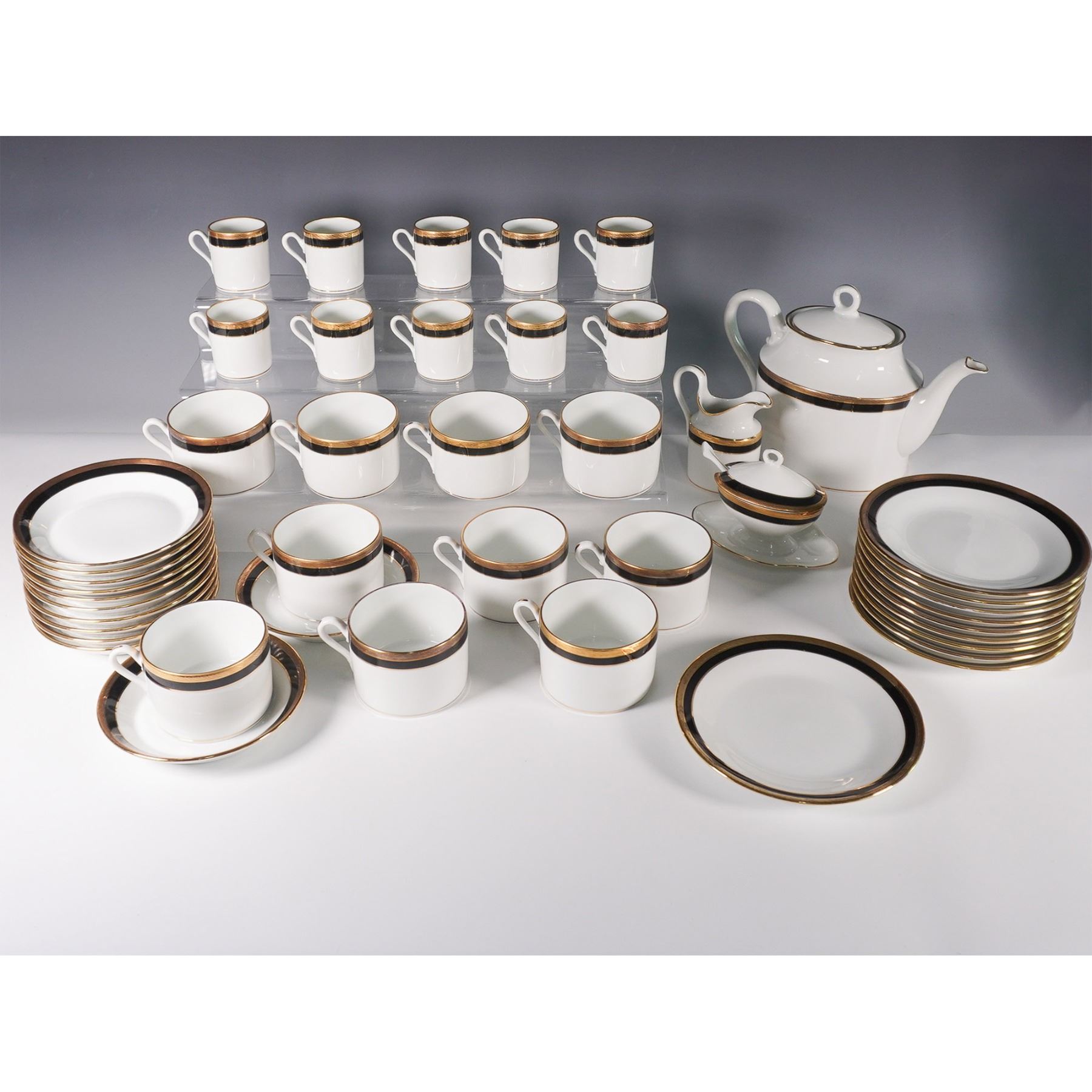 46pc Richard Ginori, Palermo Black Porcelain Tea & Coffee Set