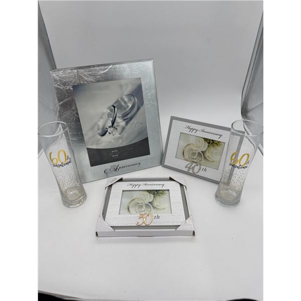 Anniversary Photo Frames - 25 - 50 yr picture frame, 60 glasses