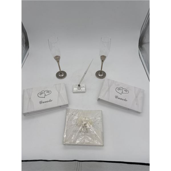 Wedding Set - 2 glasses, guest books, pen, and cd holder