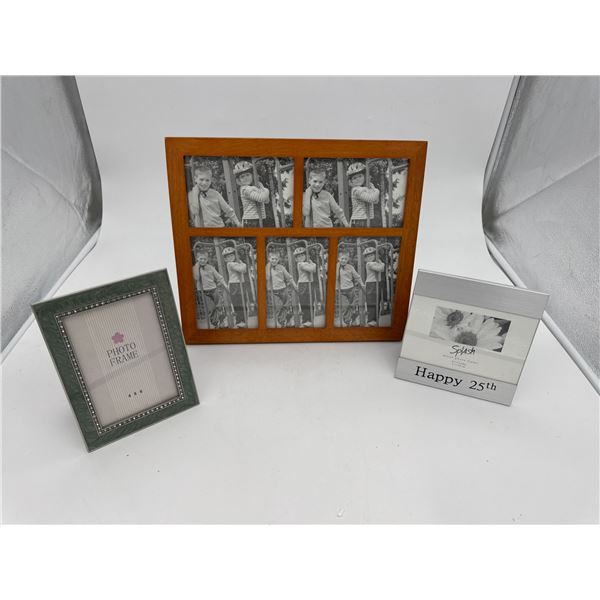 Birthday Photo Frames - 25th Birthday, green with rinstones, wooden 5 photo