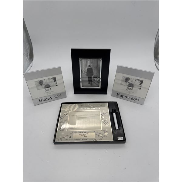 Birthday Photo Frames - 25th Birthday, writeable 40th birthday frame, 60th Birthday, Black & Silver 