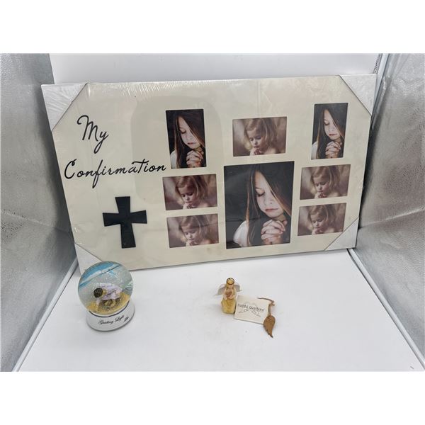 Large Confirmation Frame, Guilding Light snowglobe, Confirmation Angel "Faithful Guardians"