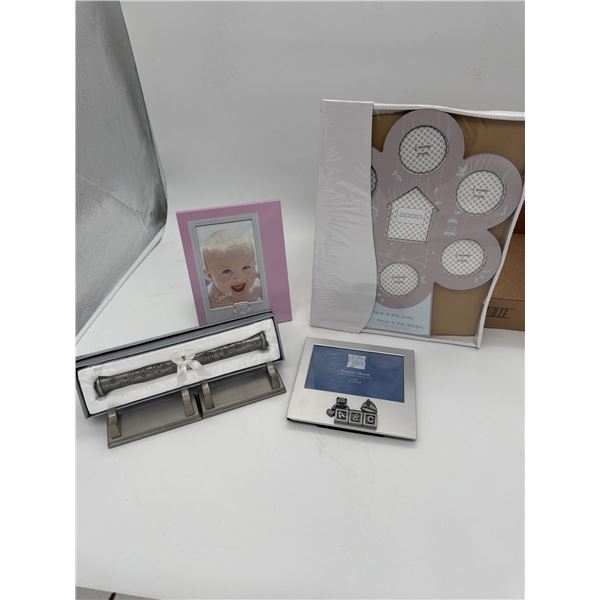 Baby - Pink - ferris wheel 0-1 yr photo frame, 2 frames, birth certificate holder with stands