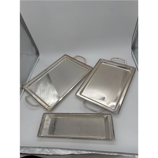 3 silver-plated trays