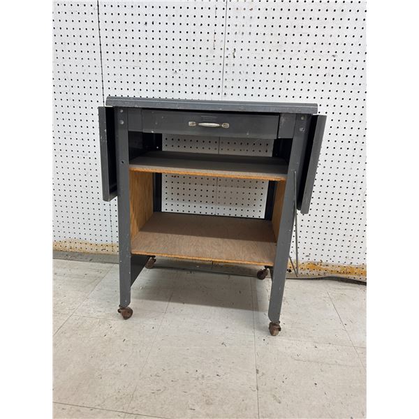 Wheeled Utility Table with drawer and folding sides