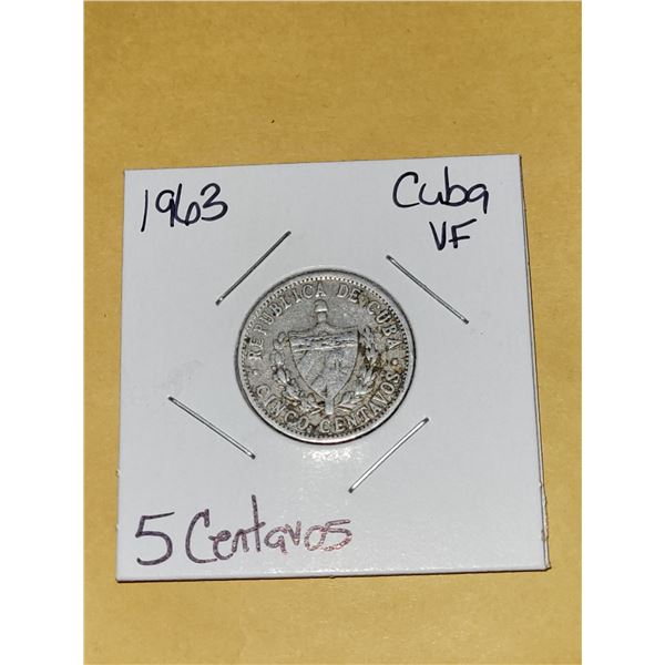 1963 Cuba 5 Centavos VF