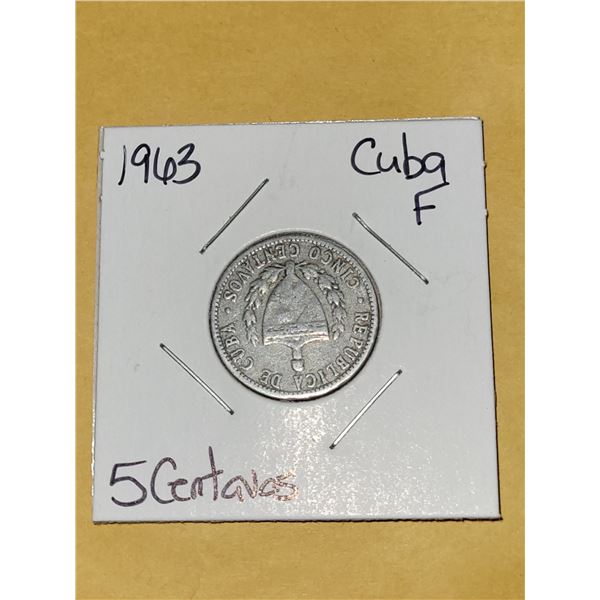 1963 Cuba 5 Centavos F