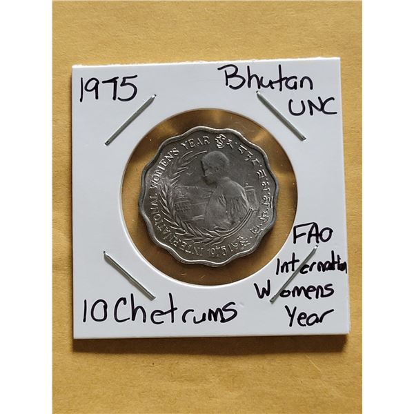 1975 Bhutan 10 Chetrums UNC FAO International Womens Year