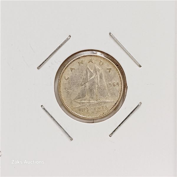 Silver (.800) - Canada - 1964 - 10 Cents - Elizabeth II 1st Portrait