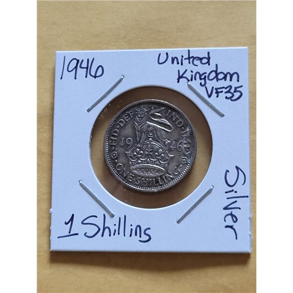 1946 United Kingdom 1 Shilling VF-35 Silver