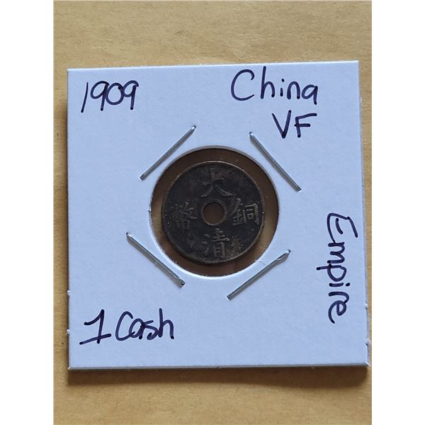 1909 China 1 Cash Empire VF
