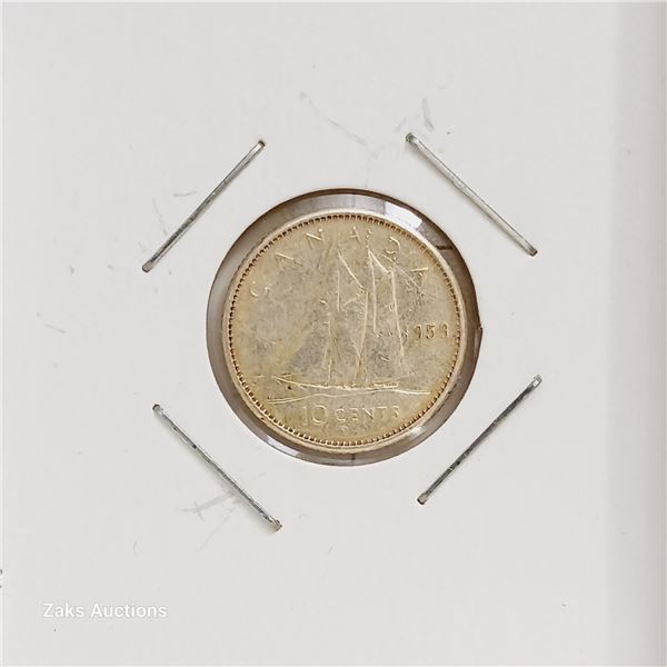 Silver (.800) - Canada - 1959 - 10 Cents - Elizabeth II 2nd Portrait