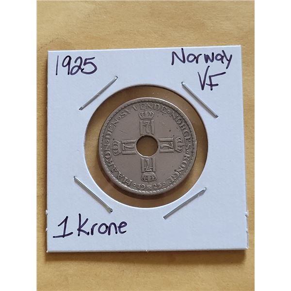 1925 Norway 1 Krone VF