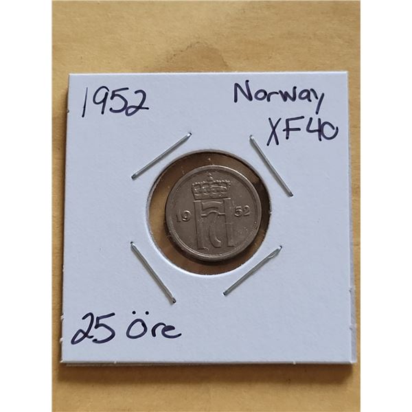 1952 Norway 25 Ore XF-40
