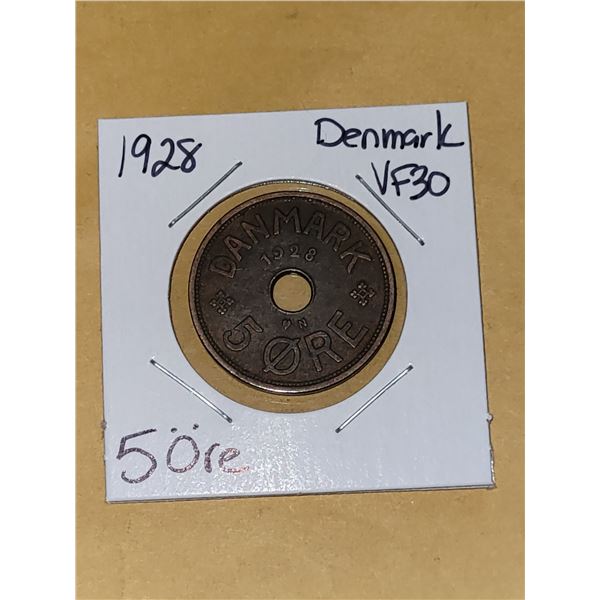1928 Denmark 5 Ore VF-30