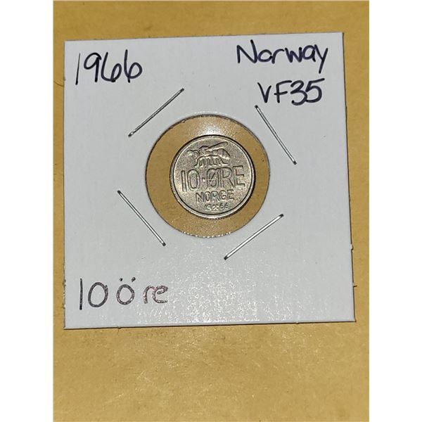 1966 Norway 10 Ore VF-35