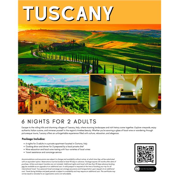 Tuscany - 6 Nights for 2 Adults
