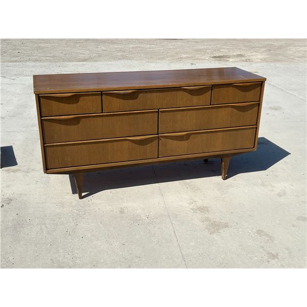 Mid Century 7 Drawer Lowboy Dresser - Approx: 60x18 & 30"T - see all photos